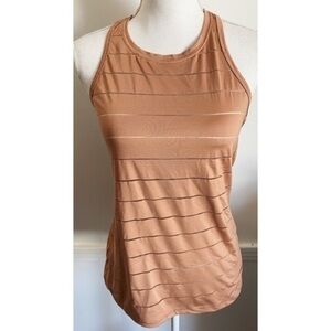 Athleta • Orange Mesh Stripe Chi Tank Top Flawed